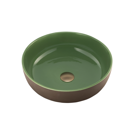 Terzofoco Natural Earth and Sage Green Curved Counter Top Basin